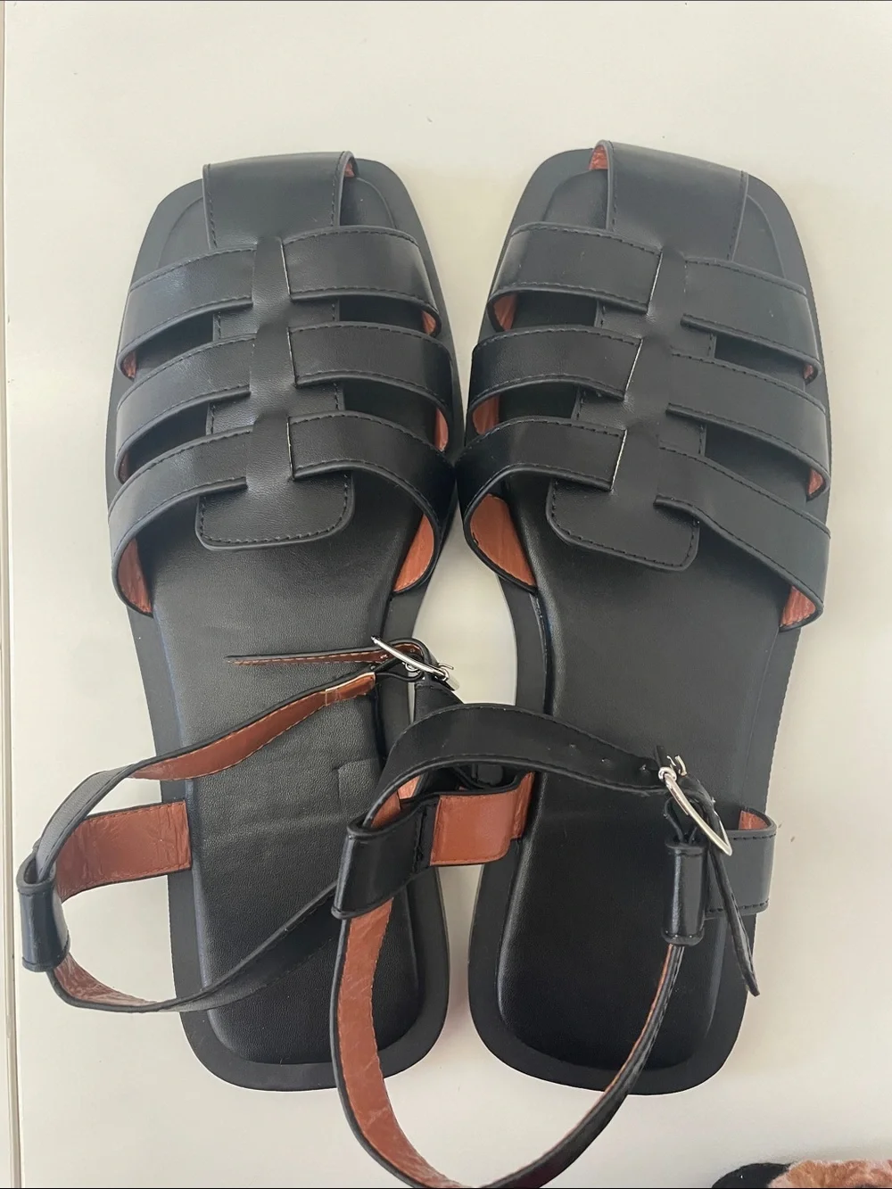 Women’s Black Fisherman Sandals with Adjustable Ankle Strap